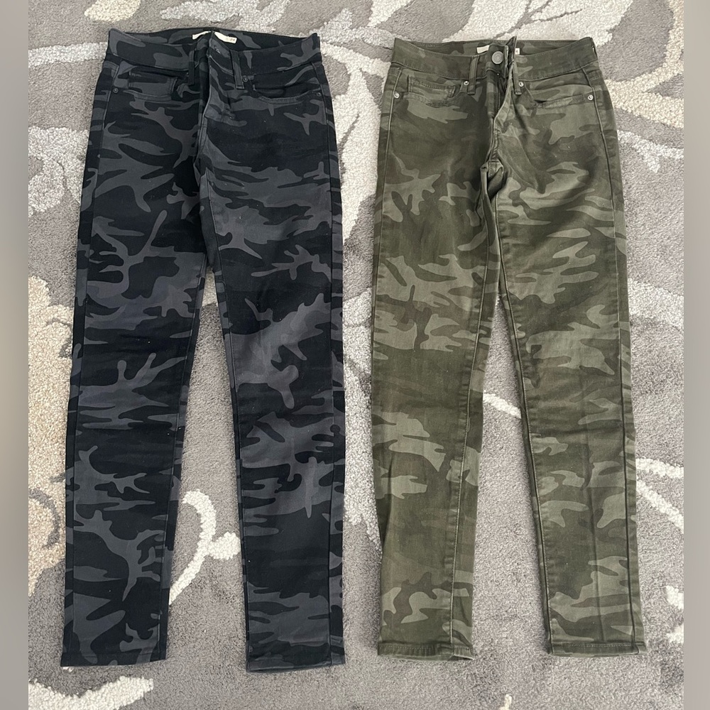 Levi's 711 Skinny Ankle Soft Camo Jeans Green/Gray size 24